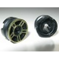 Wheel 11mm D. x 6mm with 5 Spokes with Gold Outline Pattern: {черен}