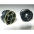 Wheel 11mm D. x 6mm with 5 Spokes with Gold Outline Pattern: {черен}