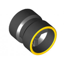 Wheel 8mm D. x 9mm (for Slicks), Hole Notched for Wheels Holder Pin, Reinforced Back with Yellow Rim Edge Pattern: {черен}