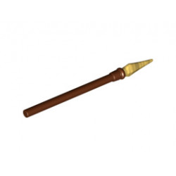 Minifigure, Weapon Pike / Spear Elaborate with Pearl Gold Tip: {червеникаво-кафяв}