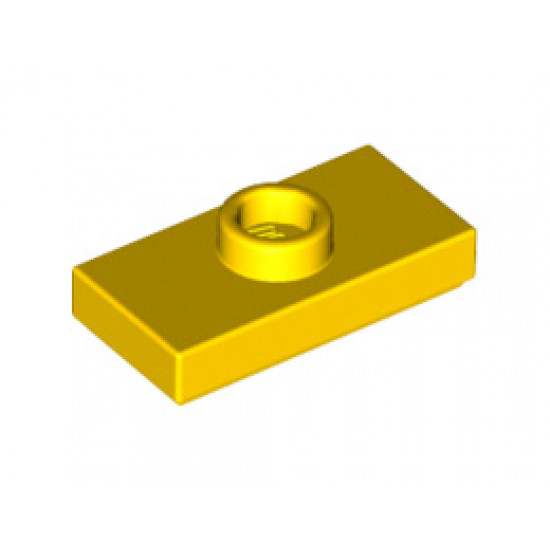 Плочка 1X2 с 1 пъпка, (*) с долен жлеб и държач за стъд (джъмпер): {ярко жълт}