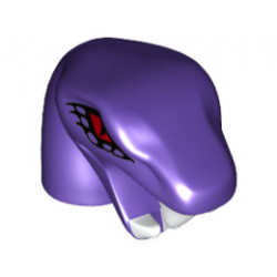 Minifigure, Head Modified Snake Short Neck with Open Mouth with White Fangs and Red Eyes Pattern: {светло виолетов}