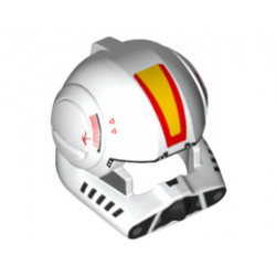 Minifigure, Headgear Helmet SW Clone Pilot with Open Visor and Yellow and Red Markings Pattern: {бял}