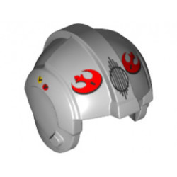 Minifigure, Headgear Helmet SW Rebel Pilot with Red Rebel Logo Pattern: {умерено каменно сив}