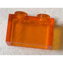 Тухличка 1X2 без централна колона, прозрачна : {прозрачно ярко оранжев}