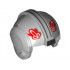 Minifigure, Headgear Helmet SW Rebel Pilot with Red T-16 Skyhopper Pilot Logo and Two Black Stripes Pattern: {умерено каменно сив}