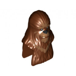 Minifigure, Head Modified SW Wookiee with Dark Tan Fur Pattern: {червеникаво-кафяв}