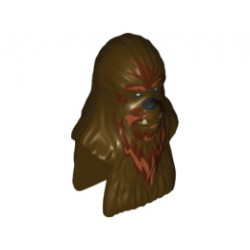 Minifigure, Head Modified SW Wookiee, Wullffwarro with Dark Orange Fur Pattern: {тъмно кафяв}