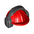 Minifigure, Headgear Helmet Construction with Black Ear Protector / Headphones Pattern: {ярко червен}