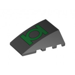 Wedge 4 x 4 No Studs with Green Lantern Logo Pattern: {черен}