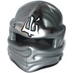 Minifigure, Headgear Ninjago Wrap with White Ninjago Logogram 'Ice' Pattern (Zane): {сребърно метален}