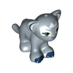 Lion / Tiger, Friends / Elves, Cub with Lime Eyes, Dark Pink Nose, Dark Blue Paws and White Face Decorations Pattern (Enki): {пясъчно син}