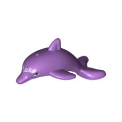 Dolphin, Friends / Elves, Jumping with Bottom Axle Holder with Medium Azure Eyes and White Face Decorations Pattern (Delphia): {умерено лавандулов}
