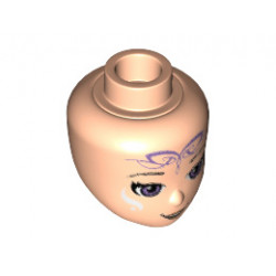 Mini Doll, Head Friends with Medium Lavender Eyes, Open Mouth Smile and Elves Tribal Pattern (Aira): {светло нуга}