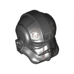 Minifigure, Headgear Helmet SW Stormtrooper Type 2, TIE Fighter Pilot Pattern 2: {черен}