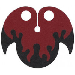 Minifigure, Cape Cloth, Rounded Collar with 2 Points with Flames on Black Background Pattern: {нов тъмно червен}