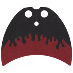 Minifigure, Cape Cloth, Crescent Shaped with Flames on Black Background Pattern: {нов тъмно червен}
