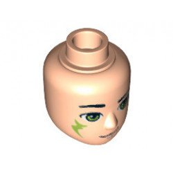 Mini Doll, Head Friends Male Large with Lime Eyes, Slight Smile and Lime Elves Tribal Pattern (Farran): {светло нуга}