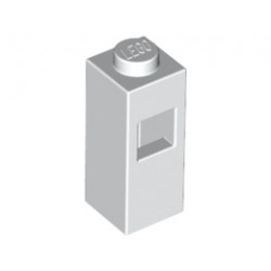 Brick, Modified 1 x 1 x 2 with Square Hole: {бял}