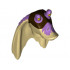 Minifigure, Head Modified SW Gungan Flat Eyes with Lavender Top and Dark Brown Mask Pattern: {тухлено жълт}