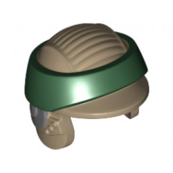 Minifigure, Headgear Helmet SW Rebel Commando with Dark Green Band Pattern: {пясъчно жълт}