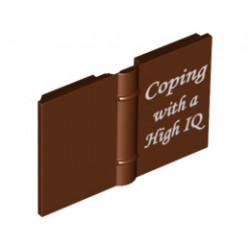 Minifigure, Utensil Book 2 x 3 with White 'Coping with a High IQ' Pattern: {червеникаво-кафяв}