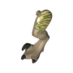 Dinosaur Leg Large (Rear) Raptor Left with Pin, Black Claws and Tan Stripes over Olive Green Pattern: {пясъчно жълт}