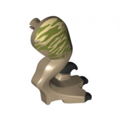 Dinosaur Leg Large (Rear) Raptor Right with Pin, Black Claws and Tan Stripes over Olive Green Pattern: {пясъчно жълт}
