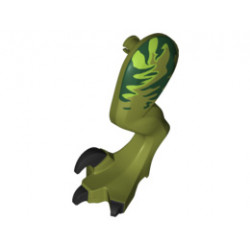 Dinosaur Leg Large (Rear) Raptor Left with Pin, Black Claws and Dark Green Stripes over Lime Pattern: {маслинено зелен}