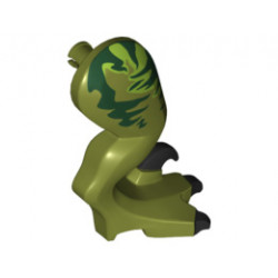 Dinosaur Leg Large (Rear) Raptor Right with Pin, Black Claws and Dark Green Stripes over Lime Pattern: {маслинено зелен}