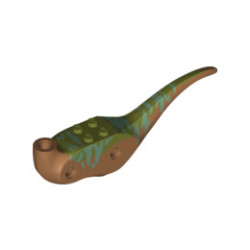 Dinosaur Body Raptor with Olive Green Top with Medium Azure Stripes Pattern: {умерен нуга}