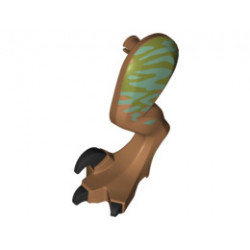 Dinosaur Leg Large (Rear) Raptor Left with Pin, Black Claws and Medium Azure Stripes over Olive Green Pattern: {умерен нуга}