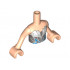 Torso Mini Doll Friends Silver and White Strapless Top with Stars and Blue Triangles Pattern, Light Nougat Arms with Hands: {светло нуга}