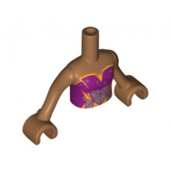 Torso Mini Doll Friends Magenta Strapless Top with Orange Trim, Silver Stars and Silver and Orange Triangles Pattern, Medium Nougat Arms with Hands : {умерен нуга}