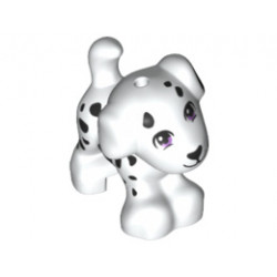 Dog, Friends, Puppy, Standing with Medium Lavender Eyes and Black Nose, Mouth and Spots Pattern (Cookie): {бял}