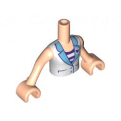 Torso Mini Doll Friends White Vest with Dark Purple Heart over White and Dark Purple Striped Shirt Pattern, Light Nougat Arms with Hands : {светло нуга}