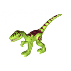 Dinosaur, Coelophysis / Gallimimus with Dark Red Stripes and White Eyes Pattern: {ярко жълто-зелен}