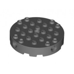 Brick, Round 6 x 6 with 4 Side Pin Holes and Center Hole: {тъмно каменно сив}