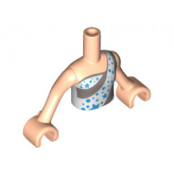 Torso Mini Doll Friends White and Silver Sleeveless One Strap Top with Medium Azure Stars and Circles Pattern, Light Nougat Arms with Hands : {светло нуга}