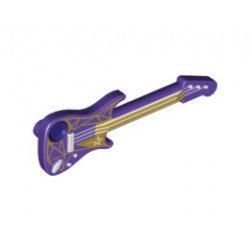 Minifigure, Utensil Guitar Electric with White Strings and Star and Gold Geometric Pattern: {светло виолетов}
