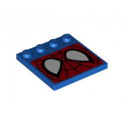 Tile, Modified 4 x 4 with Studs on Edge with Spider-Man Eyes Pattern (10687): {ярко син}