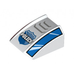 Slope, Curved 2 x 2 Lip with 'POLICE', Badge, Grille and Red and Blue Sides Pattern (10687): {бял}