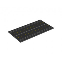 Tile 8 x 16 with Bottom Tubes with Runway Pattern: {черен}