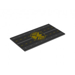 Tile 8 x 16 with Bottom Tubes with Runway and SHIELD Logo Pattern: {черен}