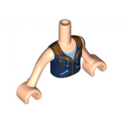 Torso Mini Doll Friends Dark Blue Vest with Gold Trim Pattern, Light Nougat Arms with Hands: {светло нуга}