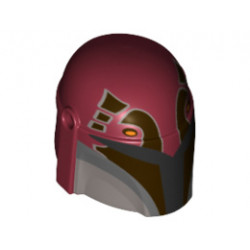 Minifigure, Headgear Helmet with Holes, SW Mandalorian with Dark Brown Facial Details Pattern: {нов тъмно червен}