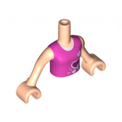 Torso Mini Doll Friends Dark Pink Top with Hearts Pattern and White Undershirt, Light Nougat Arms with Hands: {светло нуга}