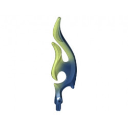 Wave Rounded Double with Axle (Flame) with Marbled Yellowish Green Pattern: {земно син}