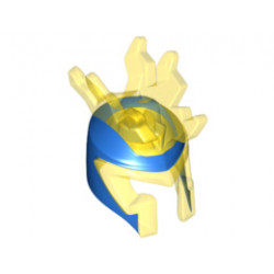 Minifigure, Headgear Helmet Electrolyzer with 6 Lightning Bolts and Blue Printed Surface Pattern: {прозрачно жълт}