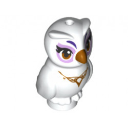Owl, Elves with Gold Beak, Eyes and Necklace and Lavender Eye Borders Pattern (Nascha): {бял}